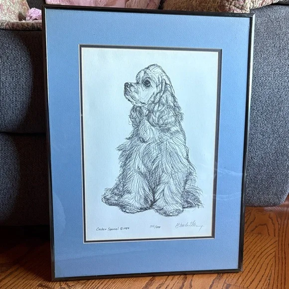Framed Cocker Spaniel Sketch Art Print - Picture 1 of 6